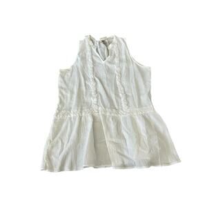 Knox Rose 1 Womens Blouse White Sleeveless Split Neck Solid Pullover